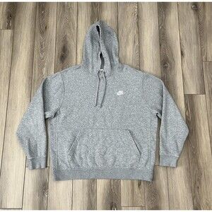 Nike Sportswear Hoodie Mens Large Gray Swoosh Fleece Pullover Hooded Sweatshirt